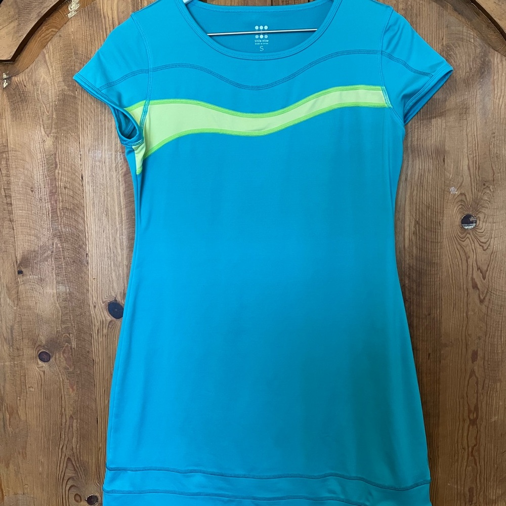 Title Nine regulator dress teal w green stripe, Size S